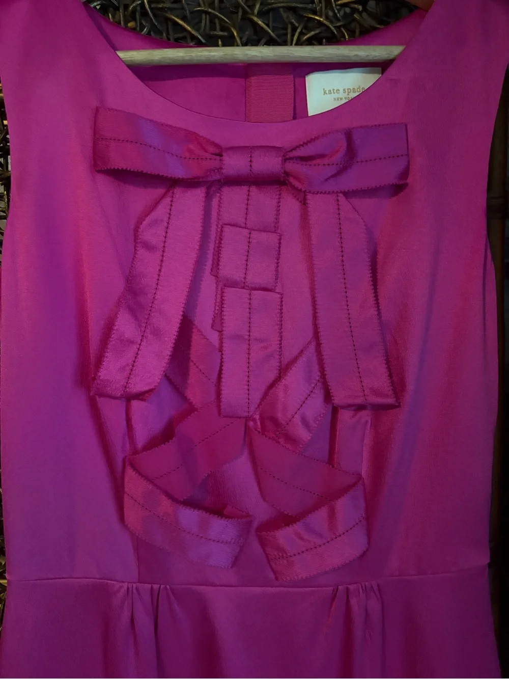 Kate Spade New York Hot Pink Bow Ribbon Sheath Dress Size 2 Statement Party